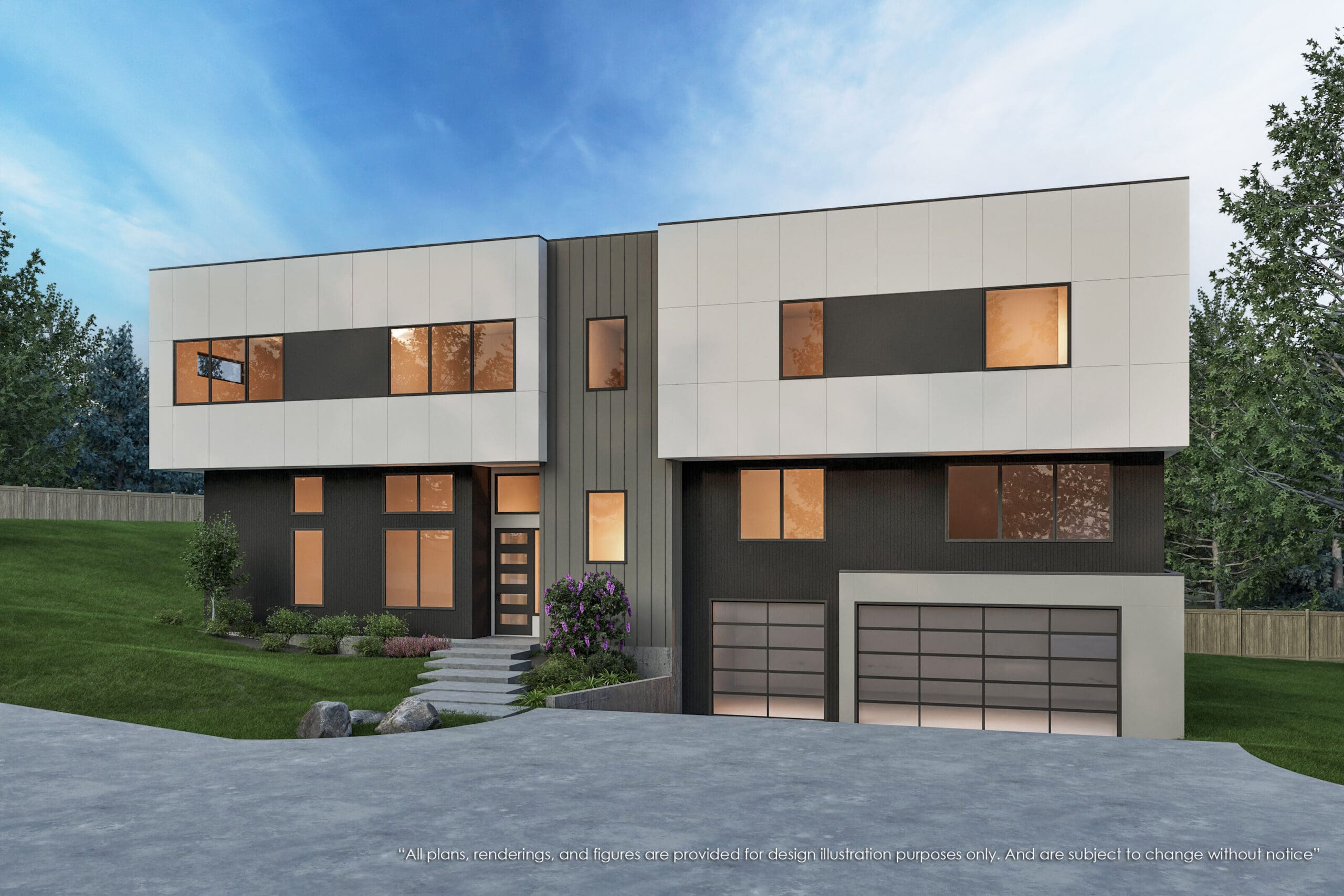 Luxury new construction Modern home rendering in East Clyde Hill by MN Custom Homes.