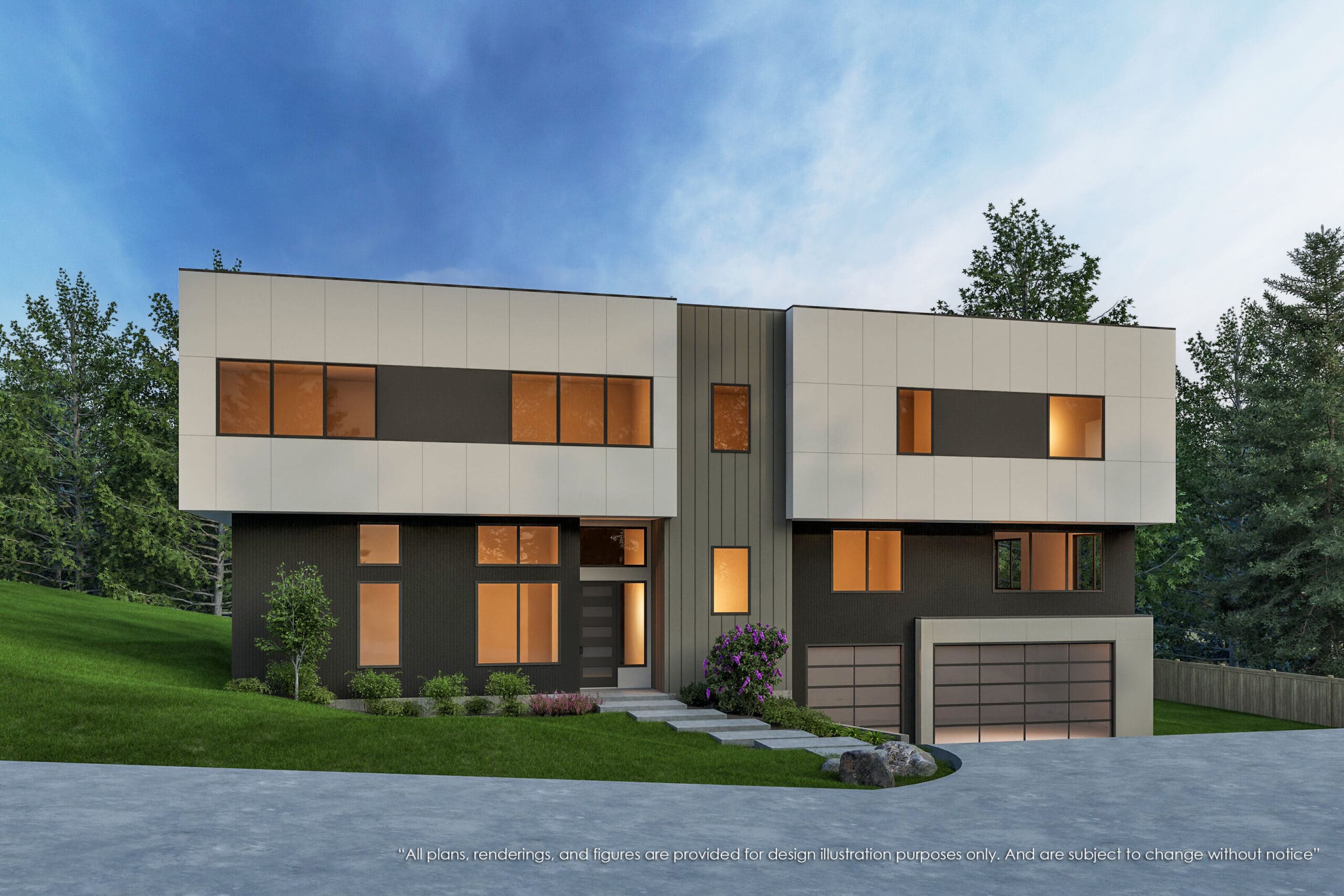 Luxury new construction Modern home rendering in East Clyde Hill by MN Custom Homes.