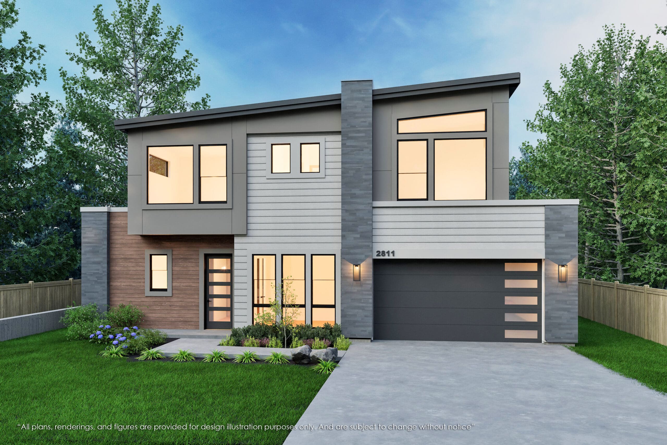 Luxury new construction Modern home rendering by MN Custom Homes.